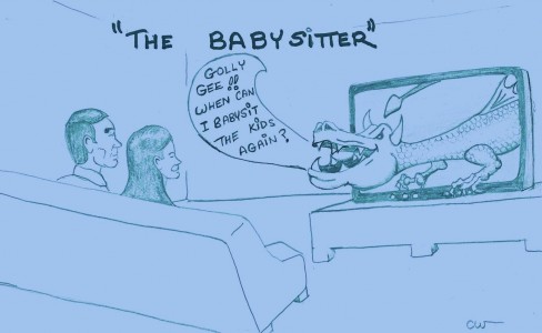 Television-the Babysitter From Hell-you may freely share this cartoon-www.signsofheaven.org