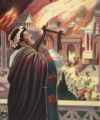 Nero sings and plays while Rome Burns - Wikimedia -US Public Domain