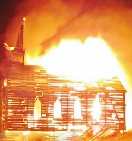 http://commons.wikimedia.org/wiki/File:Burning_Man_2013_Church_Trap,_Burning_down_(9660393320).jpg