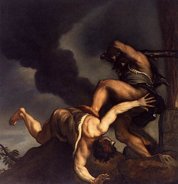 http://commons.wikimedia.org/wiki/File:Titian_-_Cain_and_Abel_-_WGA22778.jpg