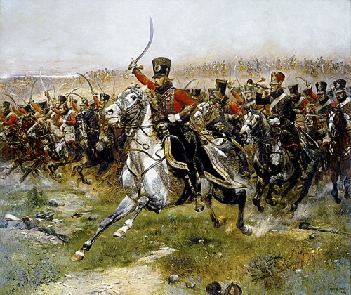 http://en.wikipedia.org/wiki/File:Detaille_4th_French_hussar_at_Friedland.jpg