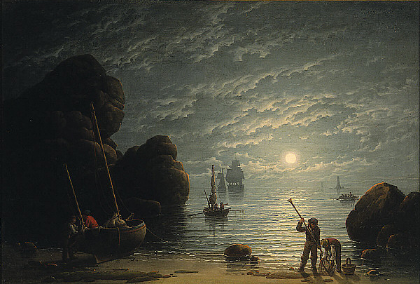 http://commons.wikimedia.org/wiki/File:Robert_Salmon_-_Moonlight_Coastal_Scene.jpg