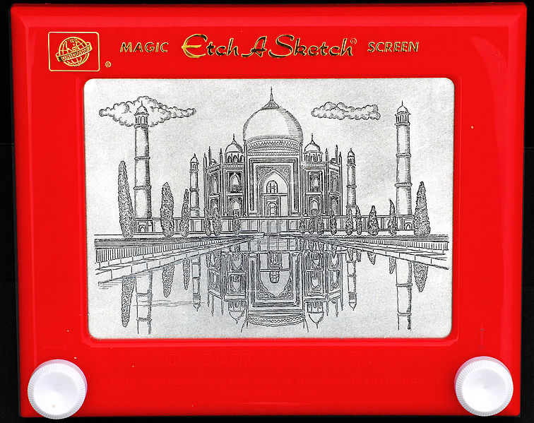 http://commons.wikimedia.org/wiki/File:Taj_Mahal_drawing_on_an_Etch-A-Sketch.jpg