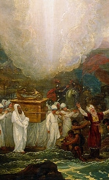 http://commons.wikimedia.org/wiki/File:Benjamin_West_-_Joshua_passing_the_River_Jordan_with_the_Ark_of_the_Covenant_-_Google_Art_Project.jpg
